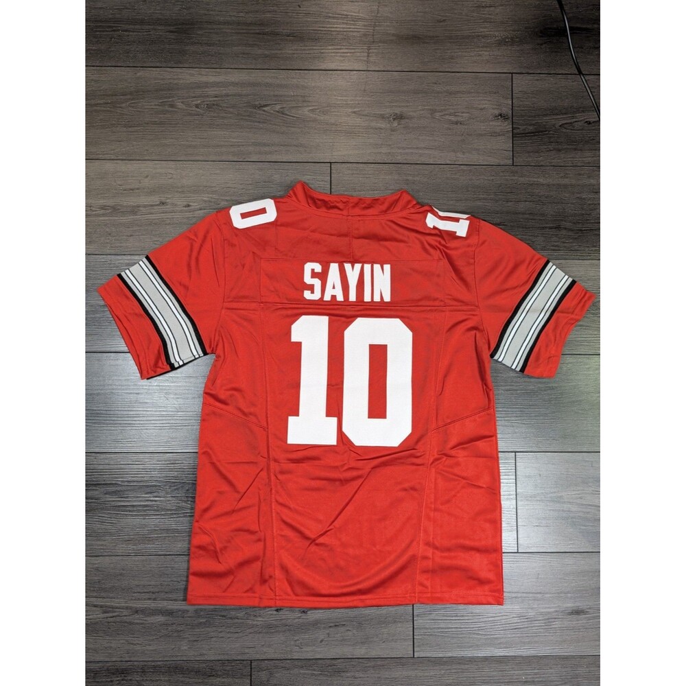 Julian Sayin #10 Red Buckeye Stripe 2026 OSU Ohio State Football Jersey Small - Picture 2 of 4